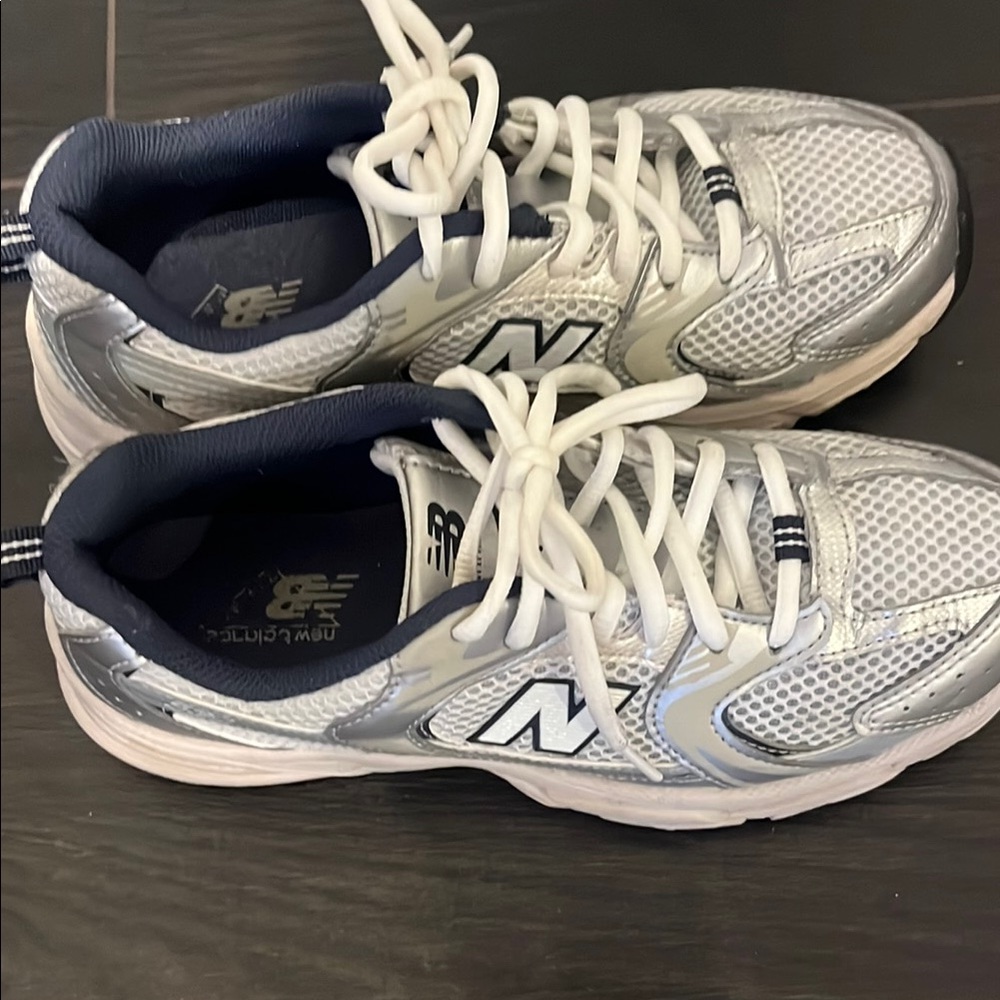 New Balance Metallic Silver and White Running Shoes